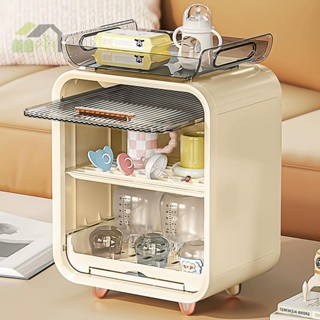 ♙۩♂寶寶嬰兒奶瓶瀝水架健康綠色材質防塵帶蓋餐具收納箱櫃置物架