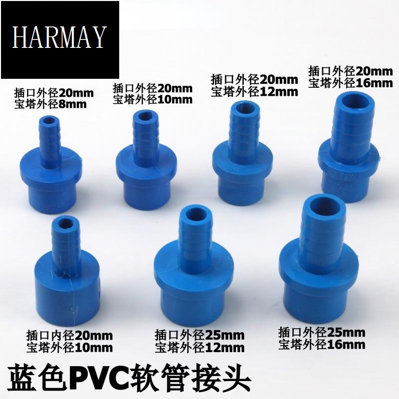 👍台灣⚡️塑膠寶塔接頭 PVC寶塔直接 藍色寶塔水咀 軟硬管對接頭 軟管快接