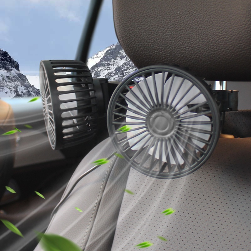 車載電風扇 後排車用風扇 雙頭風扇 汽車 車內 貨車 USB 電風扇循環風扇 雙頭風扇 循環扇 座椅風扇