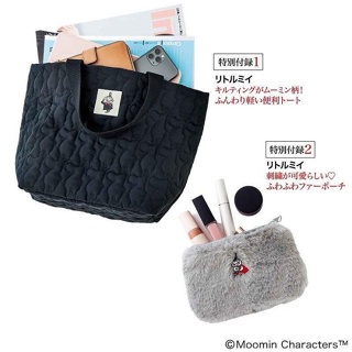 《瘋日雜》日本雜誌MOOMIN附錄 Moomin 姆明 小不點 亞美 托特包 化妝包 零錢包 票卡包 餐袋 購物袋兩件組