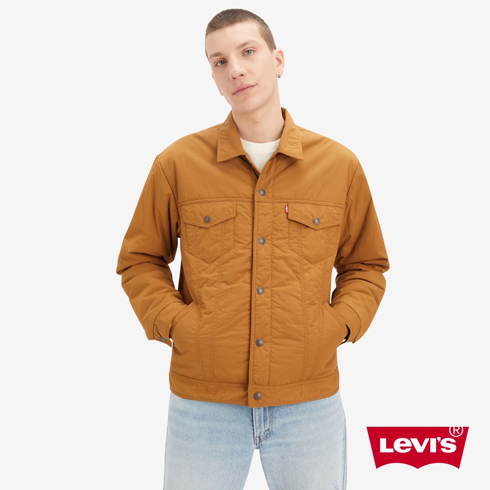 Levis 寬鬆版輕量羽絨夾克 / 經典丹寧外套設計 薑黃 男款 A5788-0002 熱賣單品