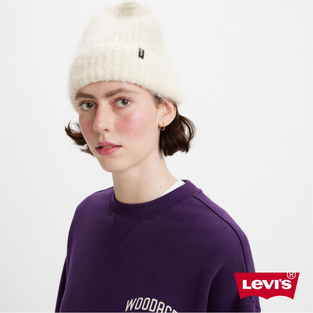 Levis 毛帽  / 羊毛添加 / 黑色Logo旗標 白 男女同款 D7829-0003 人氣新品
