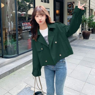 【Sweet Oversize】短款風衣女小個子2023春秋新款韓版寬鬆顯瘦外穿百搭爆款外套女裝