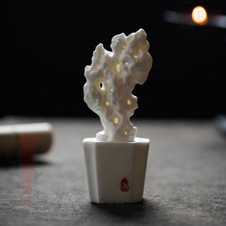【GSK】擺件 擺飾 新中式禪意陶瓷太湖石珊瑚白瓷擺件茶室茶道茶桌茶空間設計軟裝飾
