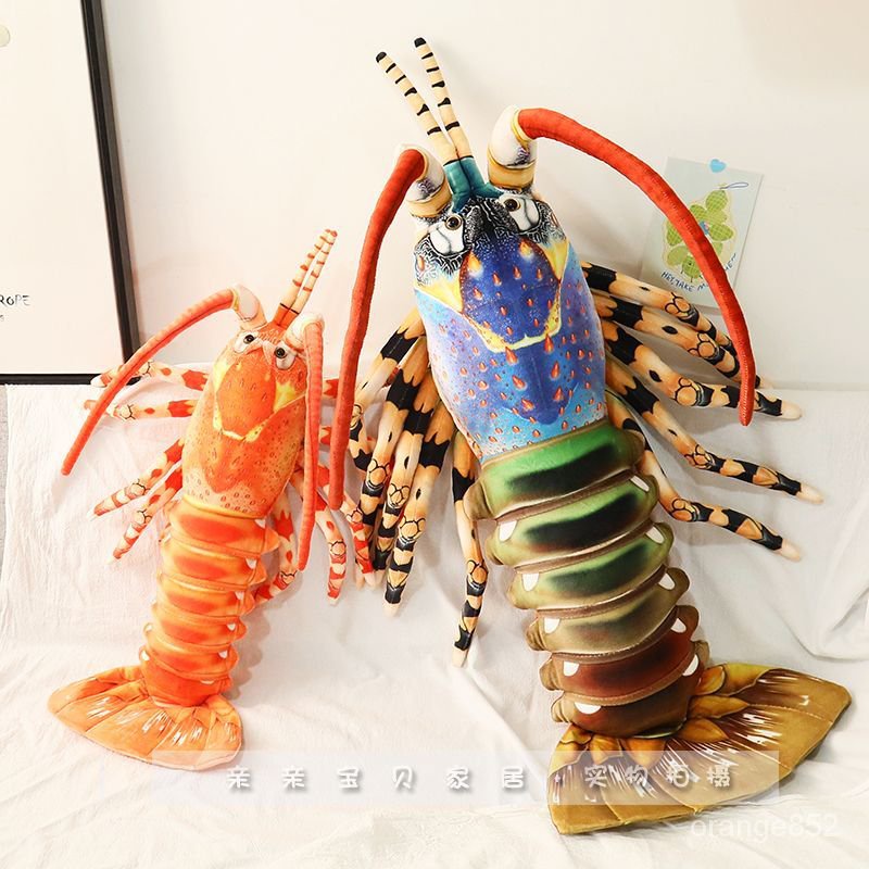 創意仿真龍蝦公仔澳洲龍蝦毛絨玩具抱枕創意海洋生物道具佈娃娃 5RHA
