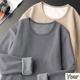 【Your】發熱衣 打底衫女 加絨加厚保暖修身圓領打底衫男冬季衣服內搭青年長袖衛衣T恤上衣I