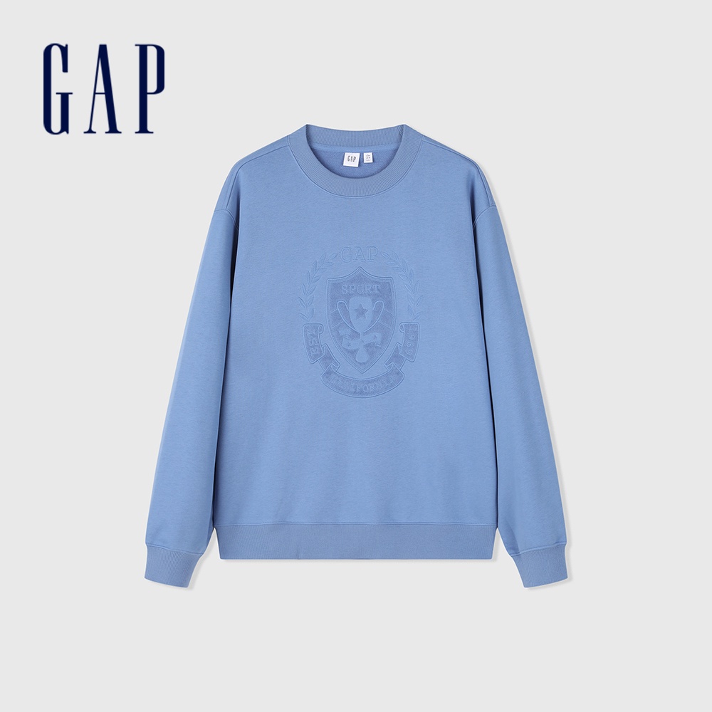 Gap 男裝 Logo印花圓領大學T-天藍色(885515)