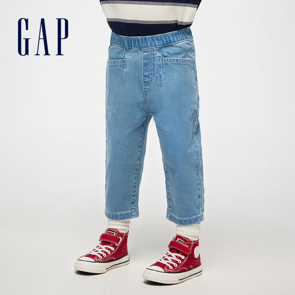 Gap 男幼童裝 鬆緊錐形牛仔褲-淺藍色(892009)