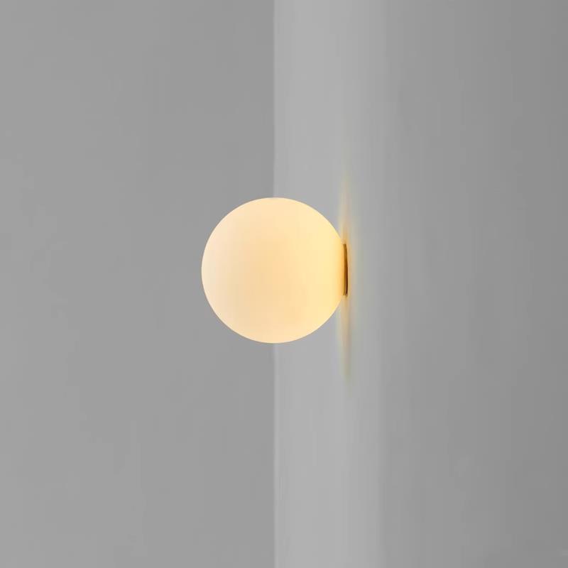 壁燈 包豪斯極簡 白色圓球 藝術壁燈 簡約現代奶油風墻上一體臥室床頭燈具