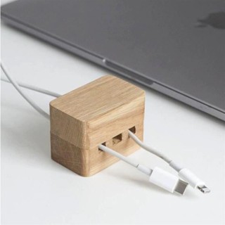 🛒特價特惠FOUC🛒手機線收納盒 三槽固定線卡扣器 整理線粘貼 桌面充電數據線收納器 實木磁吸式固定器FOUC14