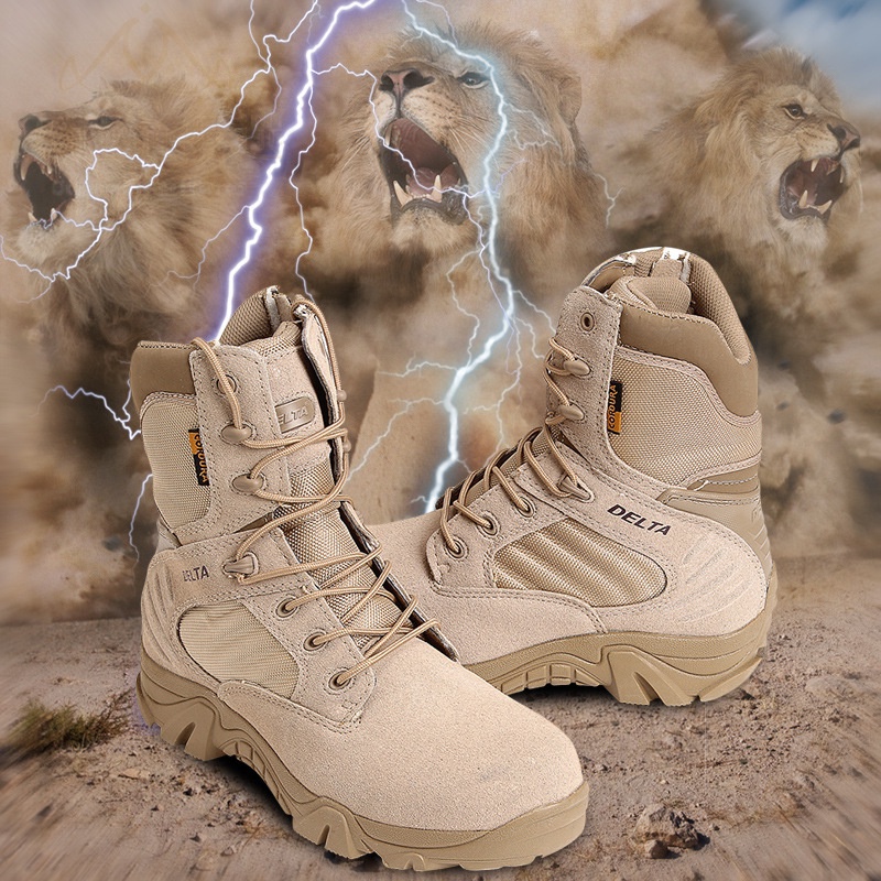 軍靴男戶外沙漠靴男冬季高幫特種兵作戰靴保安訓練 的馬丁高幫鞋