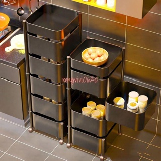 🔥嚴選好物🔥 廚房360度旋轉置物架 落地多層收納架 傢用多功能帶磁吸果蔬菜籃子 🔥ningvivi0620🔥