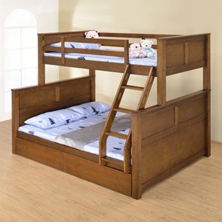 YoStyle 隆納三人雙層床(附抽屜x2) 實木雙層床 上下舖 小孩床 3.5尺床 5尺床