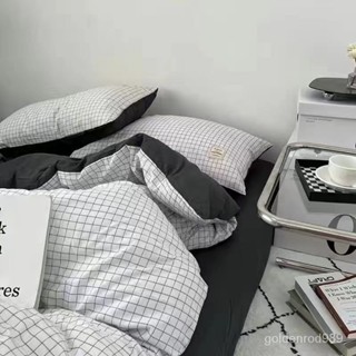 日式簡約小方格床包組 鬆緊帶固定床包 單人床包三件組 雙人加大雙人床包四件組 床包 被套 枕套