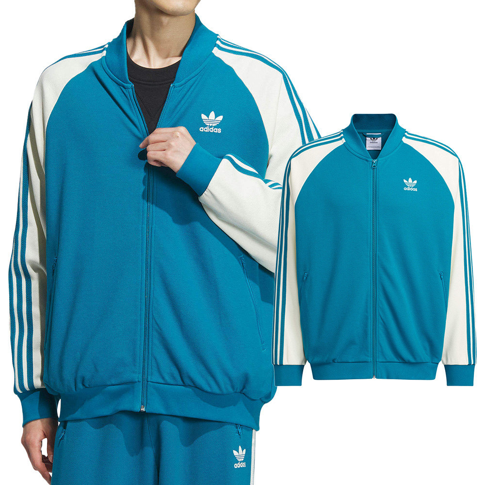 Adidas Og Dkn Sst Jacket 男款 藍色 新年 撞色 拉鍊口袋 刺繡 外套 IX4241