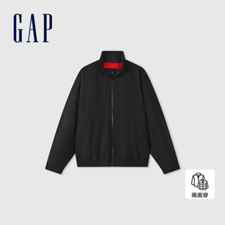 Gap 男女同款 Logo雙面穿立領外套-黑紅撞色(877536)