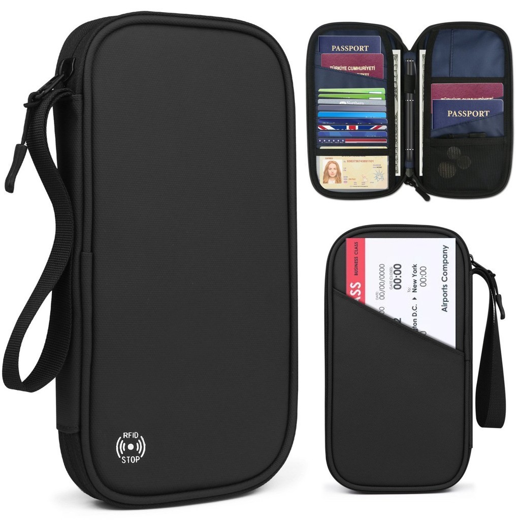 rfid防盜包 防盜刷卡包多功能零錢包手拿包商務RFID護照包收納防水掛包證件包 RSET