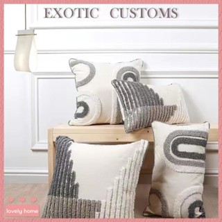 【Lovely home】簇絨北歐簡約ins幾何抱枕客廳沙髮宿捨長方形腰枕正方形棉麻輕奢