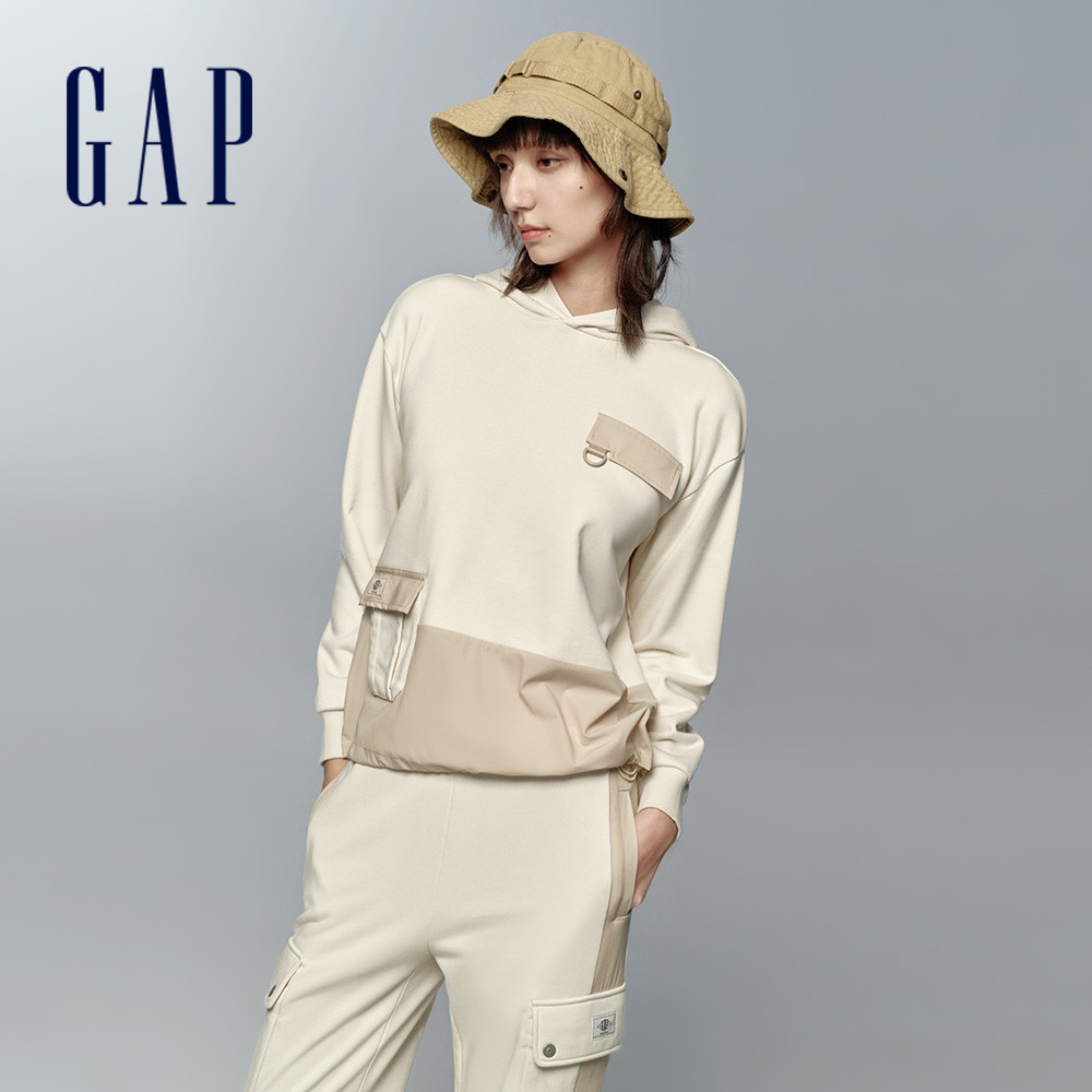 Gap 女裝 Logo帽T-米色(874509)