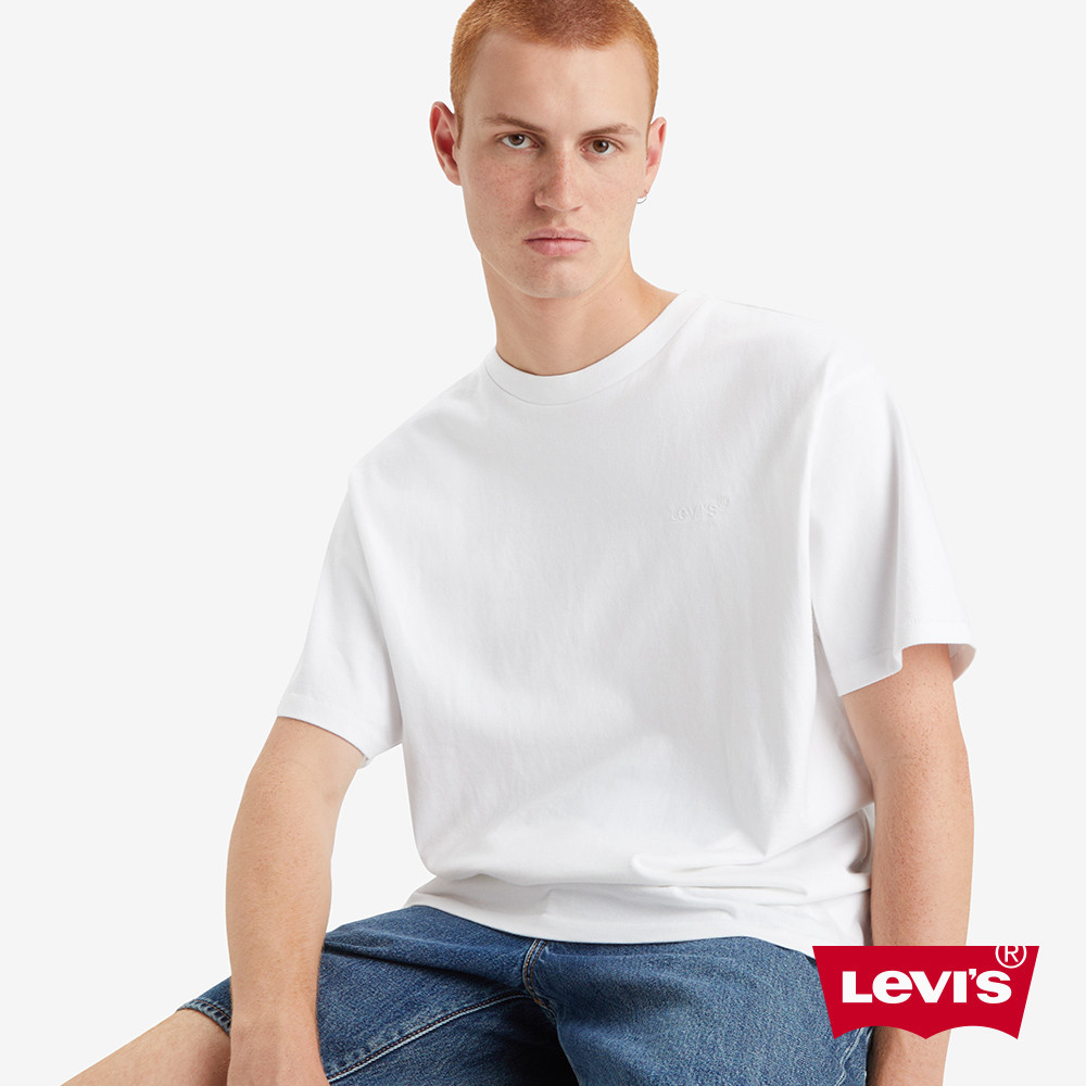 Levis 重磅寬鬆版短袖素T恤 / 精工迷你刺繡Logo / 220GSM厚棉 男款 A0637-0099 人氣新品