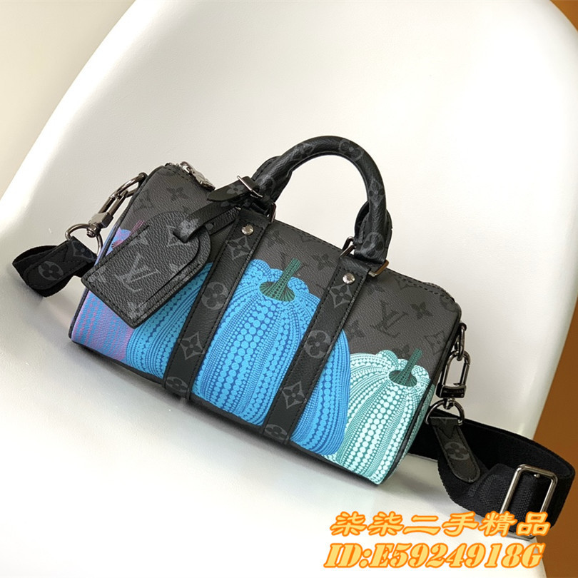 LV 路易威登 x YK Keepall 25 草間彌生 南瓜老花滿印 單肩包 斜挎包 M46437