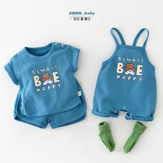 Mini baby🌷男女寶寶2023夏季套裝卡通無袖短爬短袖外穿短褲兩件套