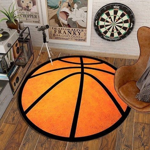 🌸限時特價🌸nba房間裝飾圓形籃球地毯湖人臥室卡通電腦椅吊籃轉椅地板保護墊