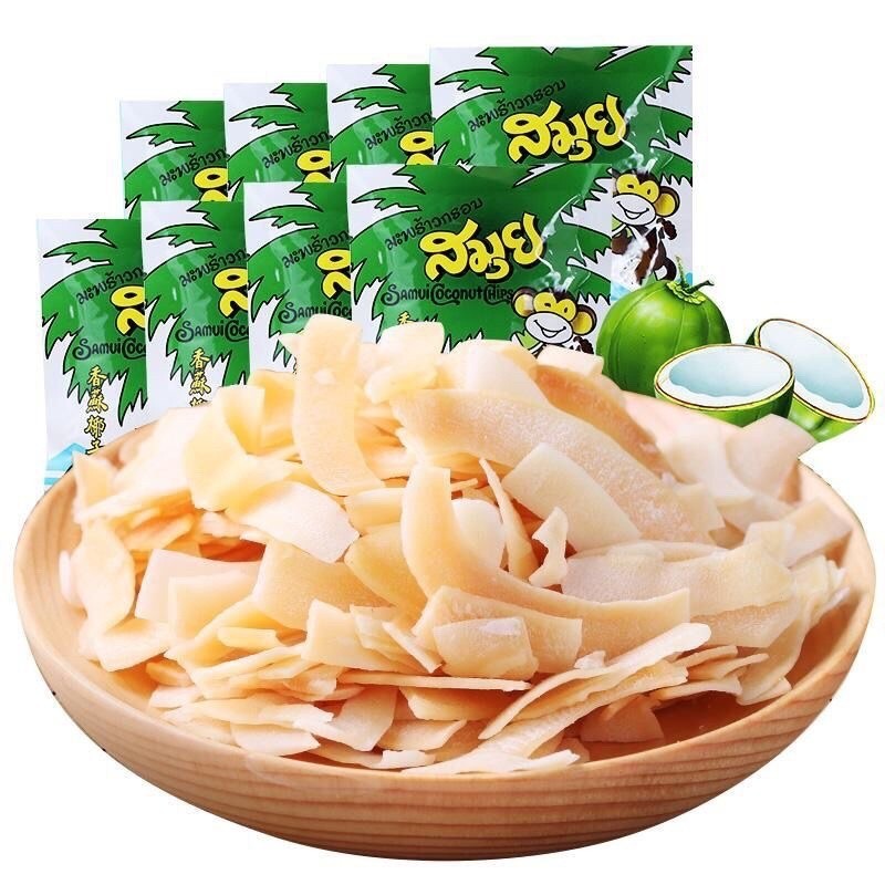 泰國椰子脆片 綠蘇梅椰子片40g 一包烤乾濃香椰子脆片 休閒零食年貨