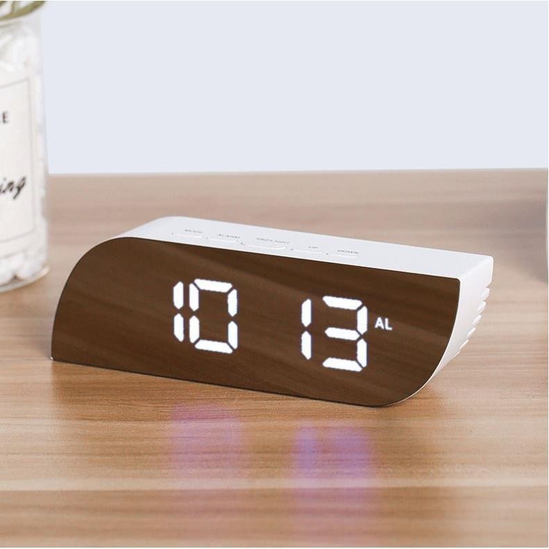 digital alarm clock night light thermometer mirror鏡面鬧鐘