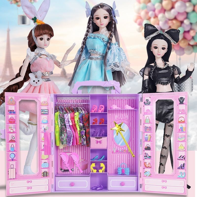 夢幻衣櫃 夢幻衣櫥 芭比娃娃盒 芭比換裝衣櫃 玩具盒 30釐米小舞娃娃換裝套裝夢想豪宅 女孩玩具禮物 換裝洋芭比娃娃禮盒