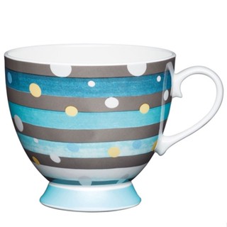 台灣現貨 英國《KitchenCraft》高腳骨瓷馬克杯(繽紛藍400ml) | 水杯 茶杯 咖啡杯