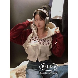 Codibook｜韓國 BEIDELLI 復古短版配色羊毛連帽拉鍊外套［預購］拉鍊外套 連帽上衣 女裝