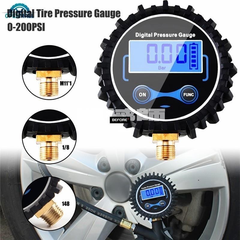 適用於❀openmall❀輪胎充氣槍表頭 LCD數字胎壓表0-200PSI 汽車摩托車輪胎氣壓PSI表