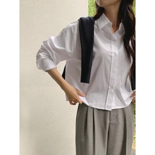 【Codibook】韓國 ANOTHER TWEE 鍊飾造型七分袖短版襯衫［預購］襯衫 女裝