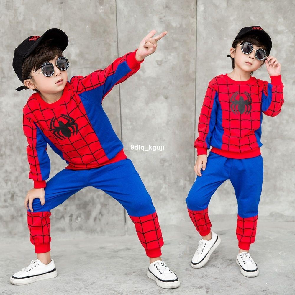 👶蜘蛛人童裝蜘蛛人衣服兒童套裝帥氣時尚兒童秋裝蜘蛛人上衣褲子兩件套蜘蛛人服裝