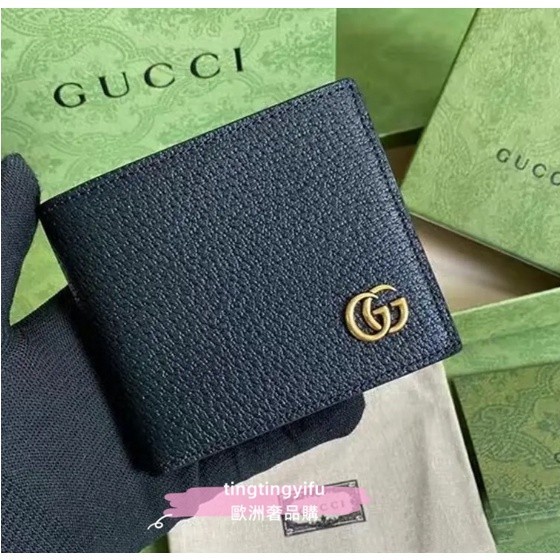 古馳 GUCCI 雙G marmont 馬蒙錢包 金標logo雙折錢包 428725 錢夾 男款短夾 男士錢包 卡包