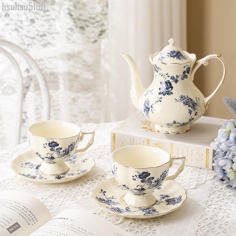 高雅風陶瓷杯 茶壺茶杯套裝 杯碟法式復古水杯水壺 餐廳下午茶杯碟 茶壺~簡瑟