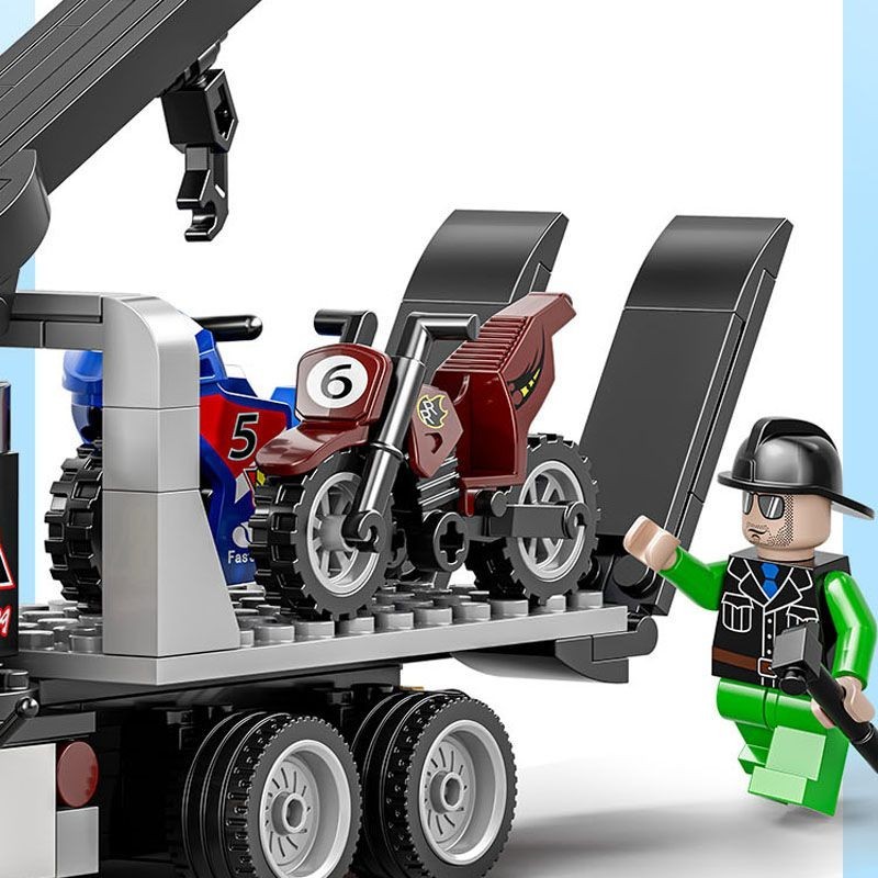 積木 車 玩具 兼容樂高積木摩托賽車運輸重型卡車工程車吊車挖掘機積木拼裝玩具