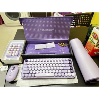 羅技 pop keys 無線機械鍵盤 滑鼠 星暮紫 全套