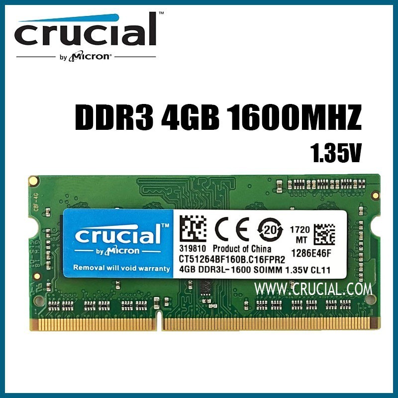 ♞英睿達 4GB DDR3L 1600 MHz (PC3L-12800) CL11 SODIMM 204-Pin