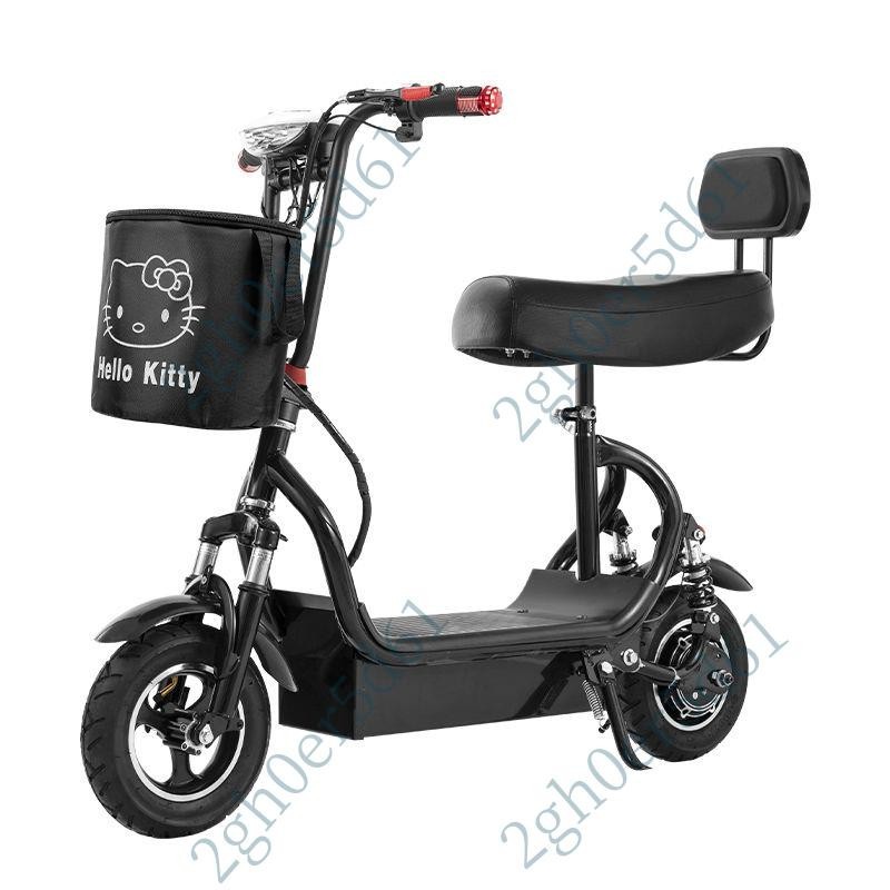 「免開發票」小哈雷鋰電電動自行車帶娃電動單車電動滑板車女士上班雙人電動車