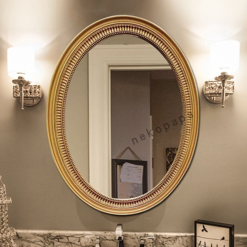 【破損包賠 免稅】現代輕奢浴室鏡壁掛衛生間美式梳妝鏡酒店歐式酒店裝飾鏡子橢圓鏡 DYB9