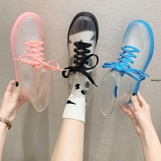 女鞋 女靴 透明可愛成人短筒雨鞋女防水鞋防滑膠鞋套鞋韓國時尚款外穿雨靴秋