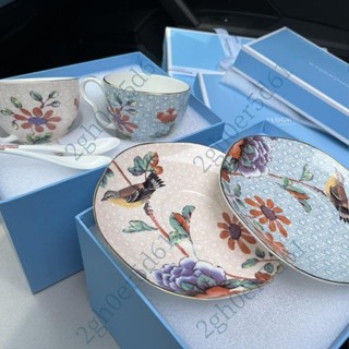 「可開發票」WEDGWOOD威基伍德杜鵑骨瓷2杯2碟2勺下午茶杯碟歐式情侶咖啡杯碟