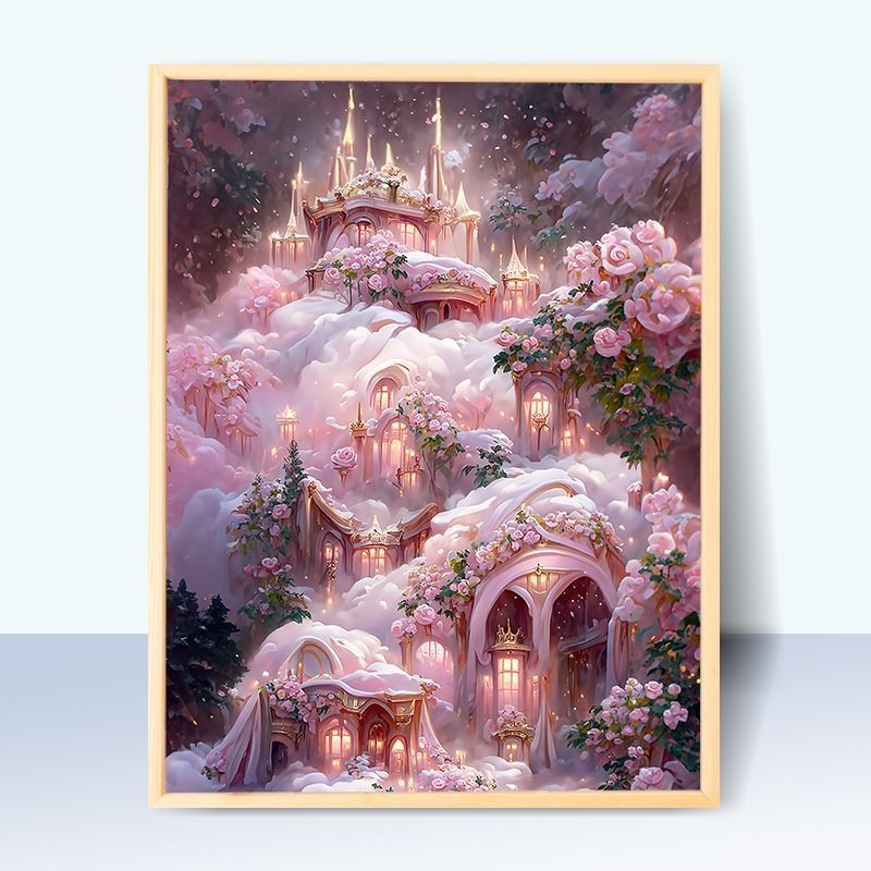 【妙筆生畫】夢幻花園城堡0基礎diy數字油畫手繪油彩畫丙烯填充治愈減壓裝飾畫