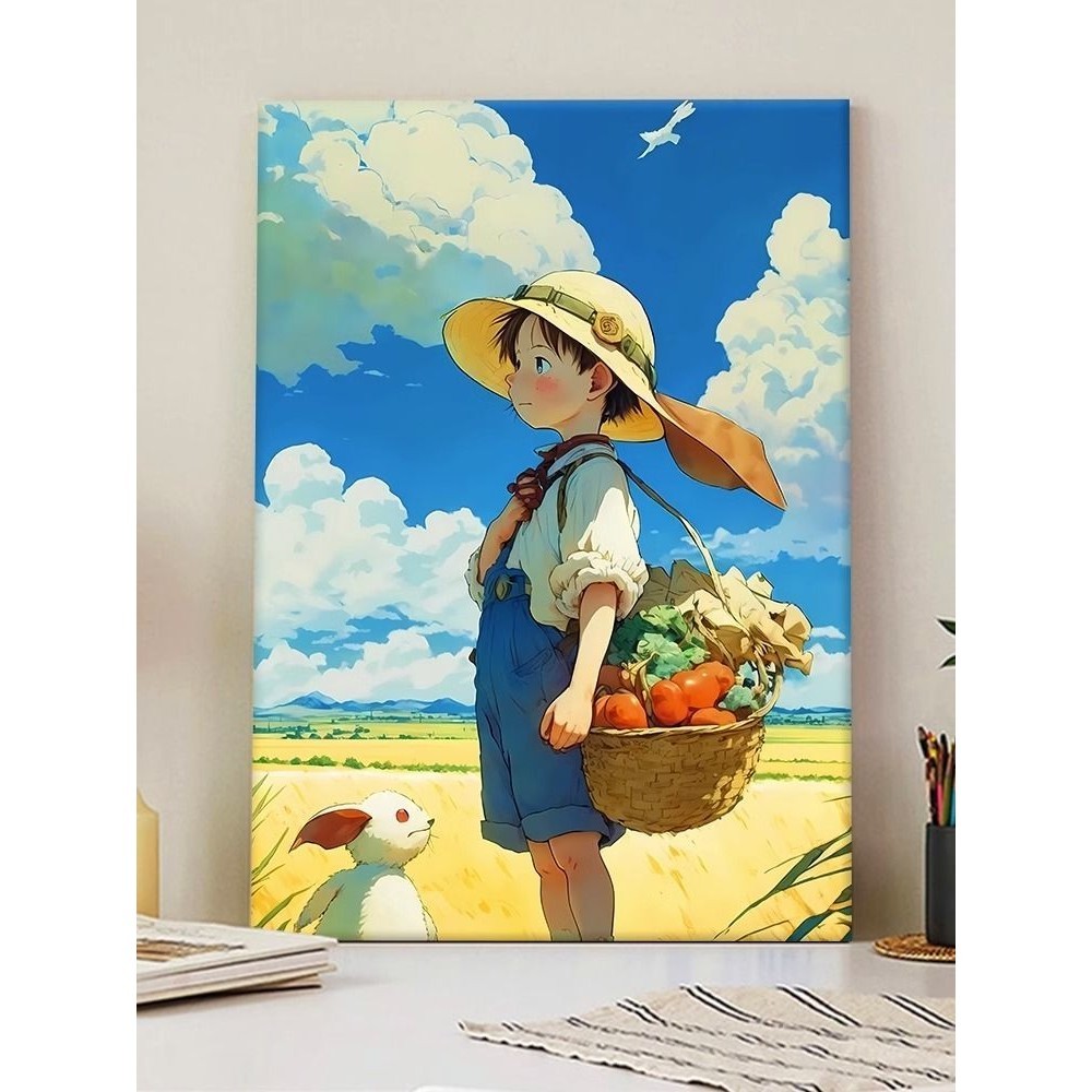 【妙筆生畫】宮崎駿的夏天0基礎diy數字油畫手繪油彩畫丙烯填充減壓家居裝飾畫