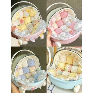 臺灣出貨 手提桌面搖籃收納盒子棉花娃娃可愛宿舍好物零食筐bjd ob11嬰兒車