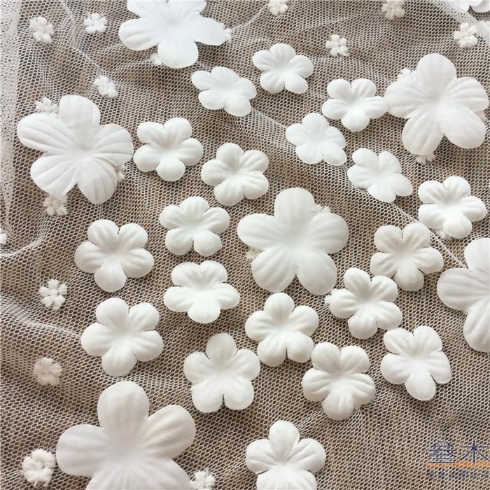 婚飾手工💖DIY手工縫紉材料包花瓣婚紗禮服白色花片超聲波壓花裝飾花朵