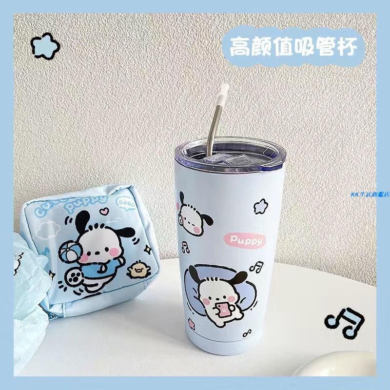 🌸新品🌸🎇👉三麗鷗帕恰狗小熊維尼杯子ins高顏值304不銹鋼保溫杯兩用吸管杯