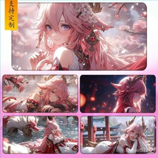 ✨聯盟精選✨滑鼠墊 原神電腦周邊 八重神子鼠標墊超大號 鎖邊滑鼠墊 電腦 鍵盤墊 電競 遊戲桌墊 來圖定製 動漫 滑鼠墊